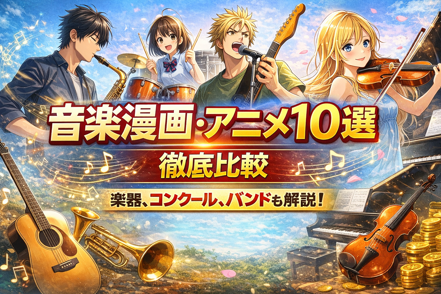 音楽を題材とした漫画・アニメ10選を徹底比較｜楽器・コンクール・バンド・プロ志向まで完全解説