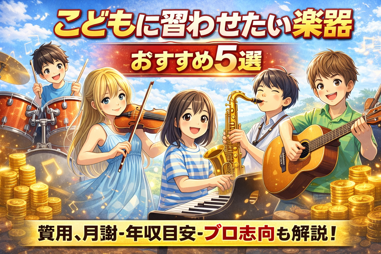 こどもに習わせたい楽器おすすめ5選を徹底比較｜費用・月謝・年収目安・プロ志向まで完全ガイド