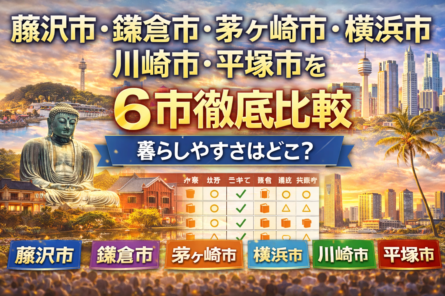 藤沢市・鎌倉市・茅ヶ崎市・横浜市・川崎市・平塚市を徹底比較