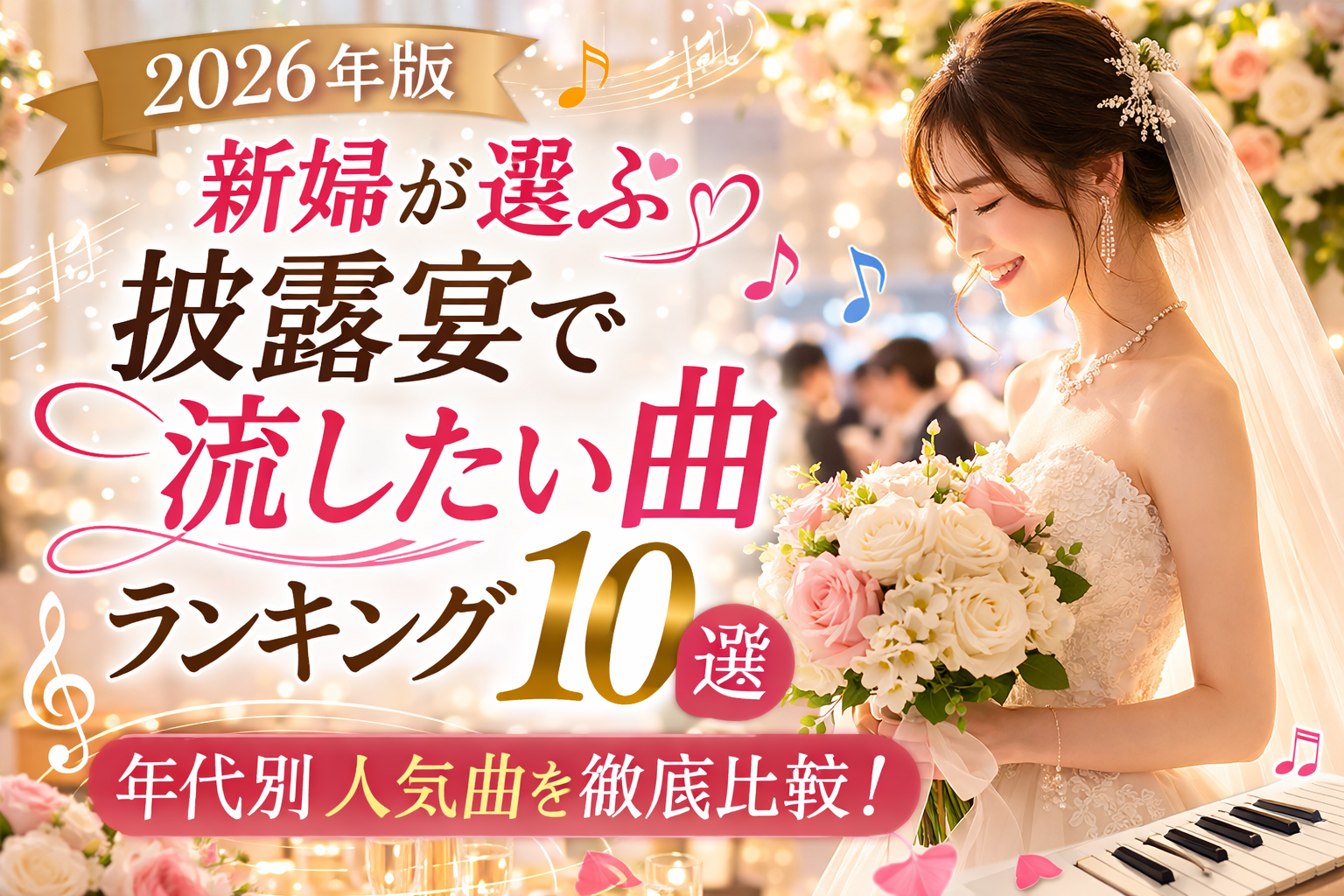 【2026年版】新婦が選ぶ披露宴で流したい曲ランキング10｜年代別人気を徹底比較