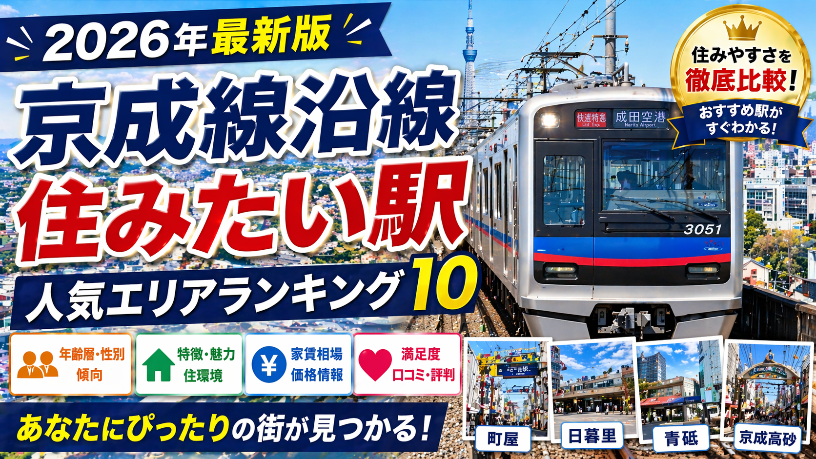 京成線沿線住みたい駅ランキング10を徹底比較【2026年最新版】